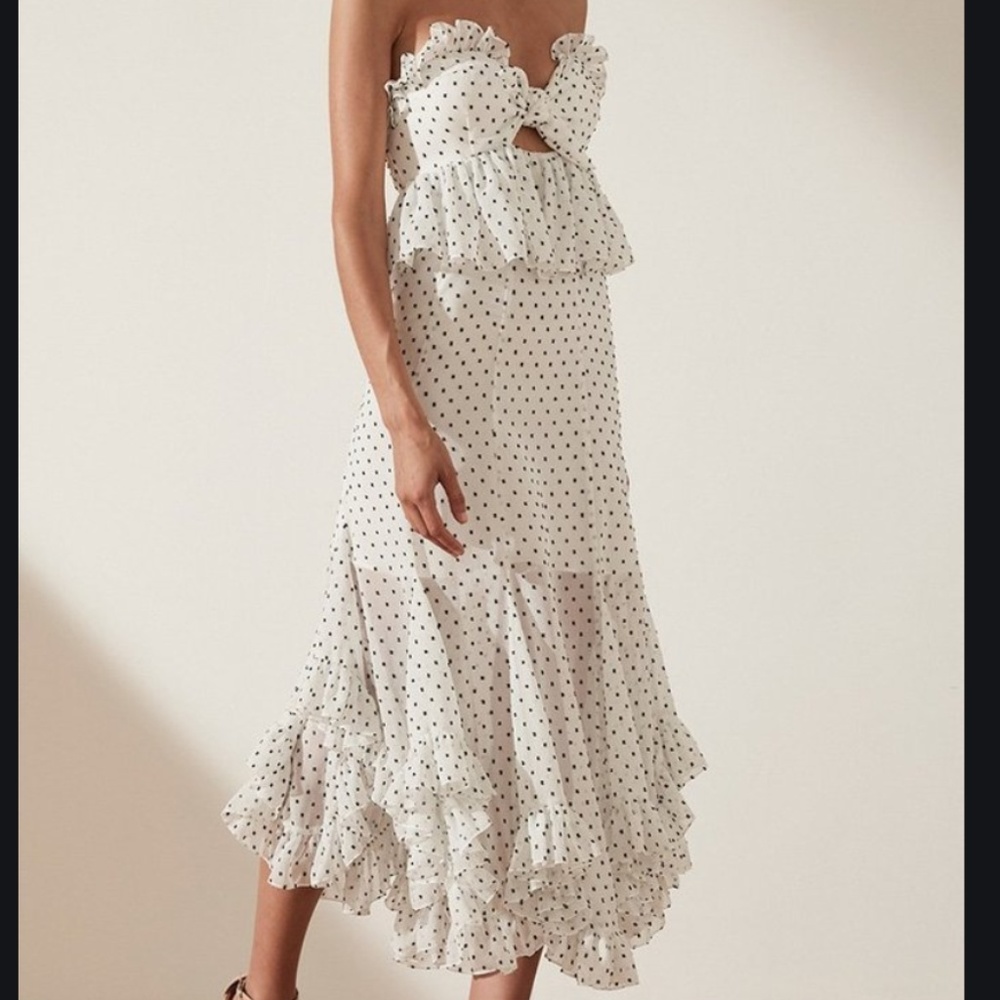 Shona Joy Crinkle Chiffon Polka Dot Dress